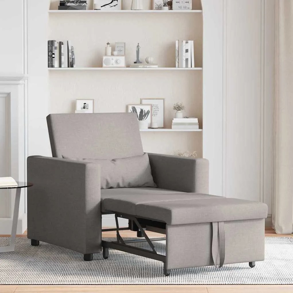 vidaXL Μονός καναπές-κρεβάτι Taupe 90 x 165 x 87 εκ. ύφασμα