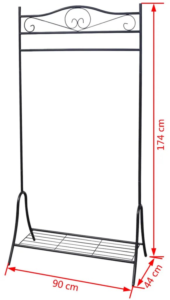 vidaXL Σταντ Ρούχων Μαύρο Ατσάλινο