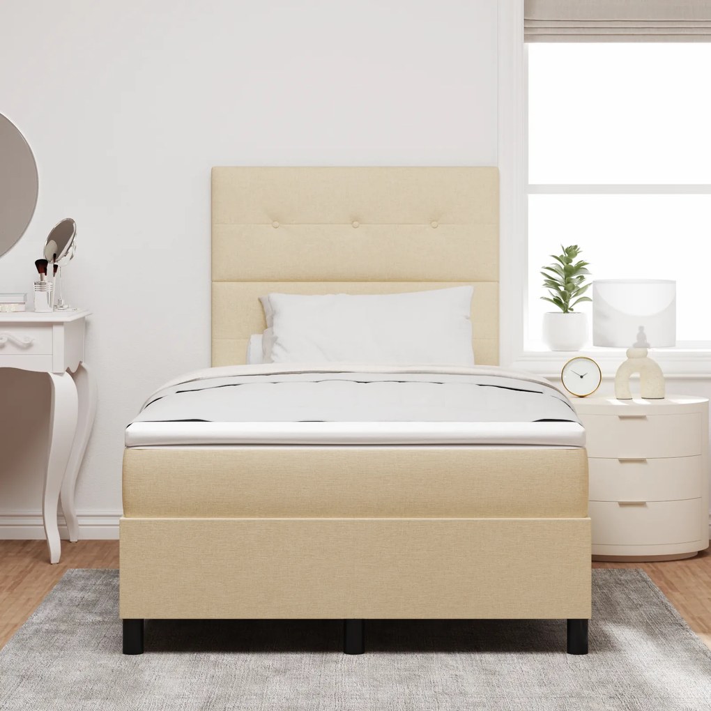 vidaXL Κρεβάτι Box Spring με Μαξιλάρι Κρεμ 120x200 εκ. Υφασμα