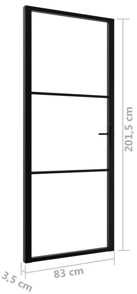 vidaXL Πόρτα Εσωτερική Μαύρη 83 x 201,5 εκ. από Γυαλί ESG / Αλουμίνιο