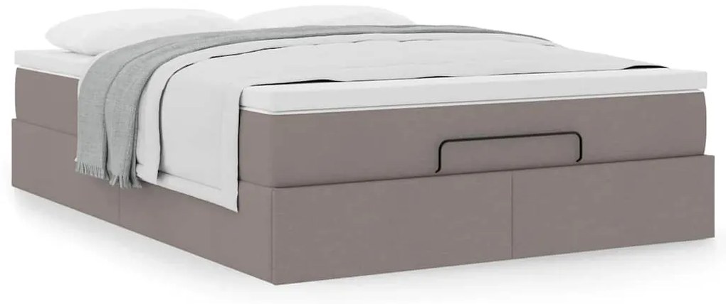 vidaXL Οθωμανικό κρεβάτι με στρώμα Taupe 140x200cm ύφασμα