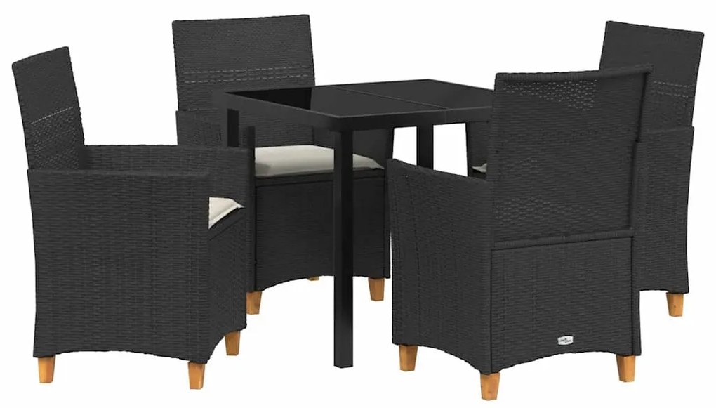 vidaXL Σέτ φαγητού για κήπο 5 pcs Μαύρο συνθετικό ρατάν