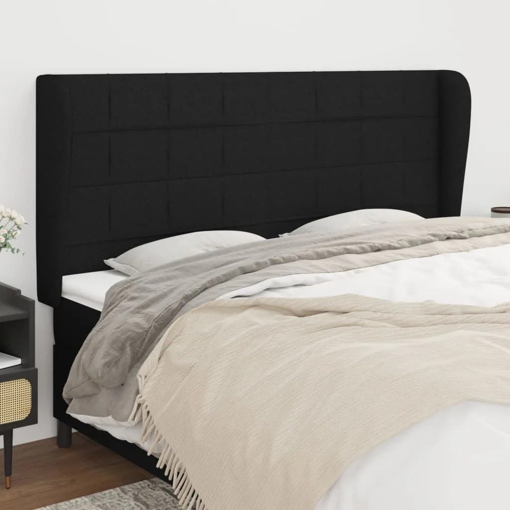 Κεφαλάρι με Πτερύγια Μαύρο 183x23x118/128 εκ. Υφασμάτινο 3117972
