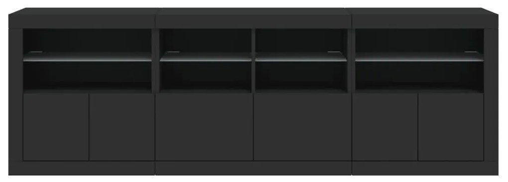 vidaXL Μπουφές με Φώτα LED Μαύρος 202 x 37 x 67 εκ.
