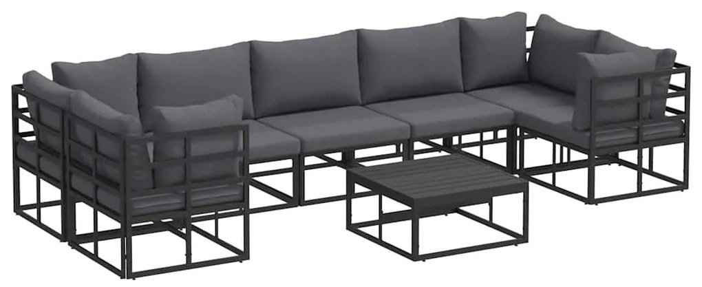vidaXL Σετ Καναπέ Κήπου 8 pcs Μαύρο Αλουμίνιο