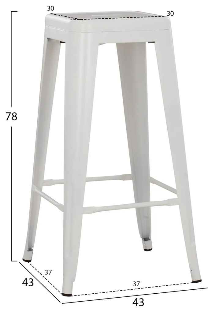 ΣΚΑΜΠΟ ΜΠΑΡ ΜΕΤΑΛΛΙΚΟ MELITA-PRO HM8642.41 ΣΕ ΛΕΥΚΟ ΜΑΤ 43x43x78Υεκ. (1 Τεμμάχια)