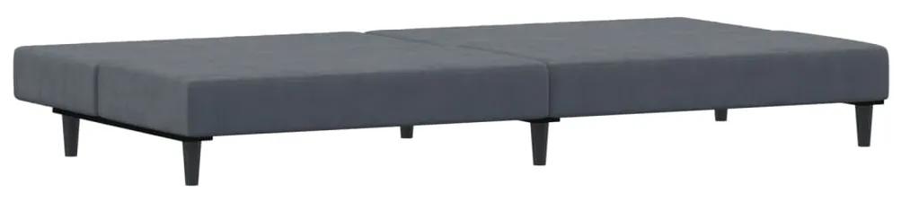 vidaXL Καναπές Κρεβάτι Διθέσιος με Υποπόδιο Σκούρο Γκρι Βελούδινος