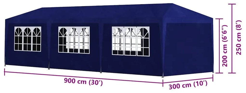 vidaXL Τέντα Εκδηλώσεων Μπλε 3 x 9 μ.