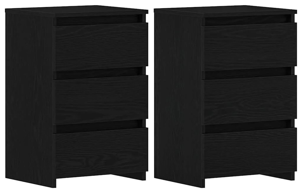 vidaXL Κομοδίνο 2 pcs Μαύρη δρυς 40 x 35 x 62.5 εκ. Επεξεργασμένο ξύλο