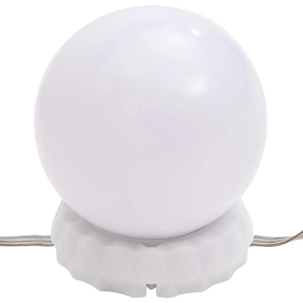 Μπουντουάρ με LED Γυαλ. Λευκό Επεξεργασμένο Ξύλο με Ντουλάπι - Λευκό