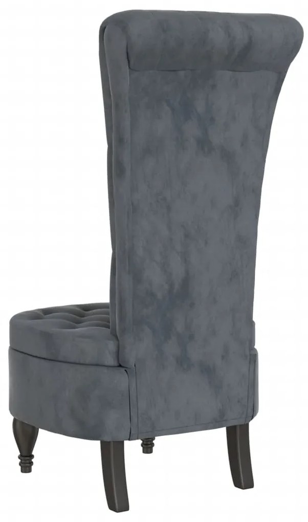 vidaXL Πολυθρόνα με Ψηλή Πλάτη/Σχεδιασμός με Κουμπιά Σκ.Γκρι Βελούδινη