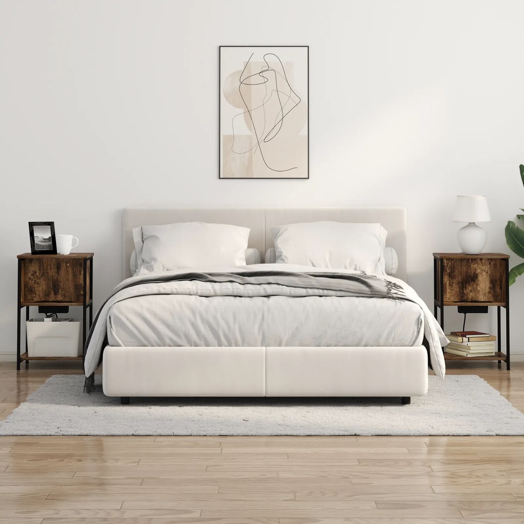 vidaXL Κομοδίνο Καπνιστή δρυς 38 x 31 x 61 εκ Επεξεργασμένο ξύλο