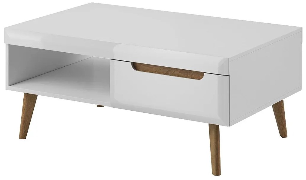 Lh-homefurniture Τραπεζάκι Nordi Λευκό+Higloss λευκό+ Riviera 107x46x67cm 40110-NR