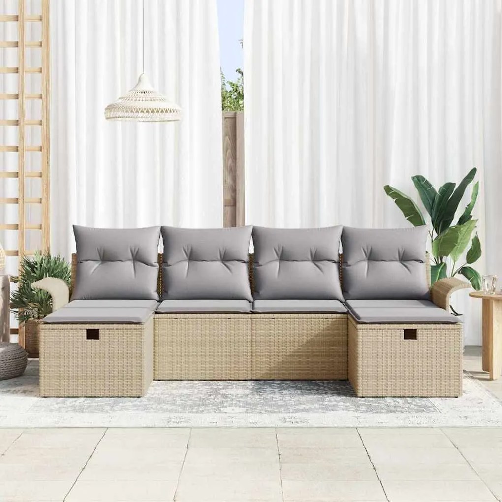 vidaXL Σετ Καναπέ Κήπου 6 pcs μπεζ και ανοιχτό γκρι 251 x 117 x 85 εκ.