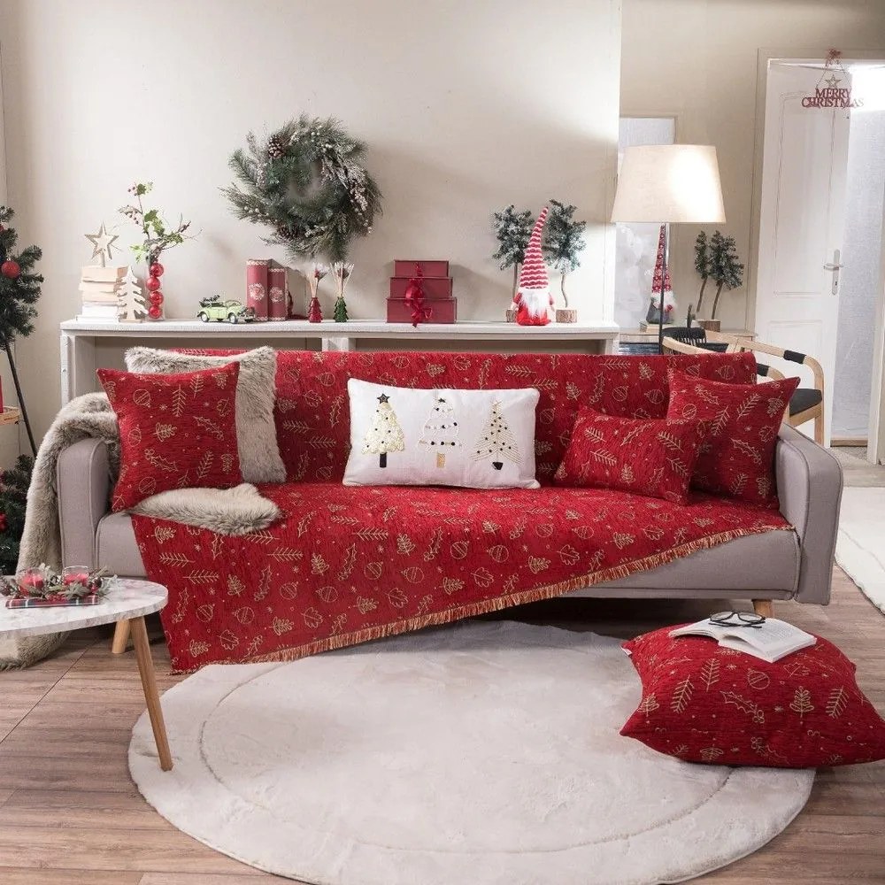 Ριχτάρι Hagen 10 Red Teoran Three-Seater 180x300cm Βαμβάκι-Ακρυλικό