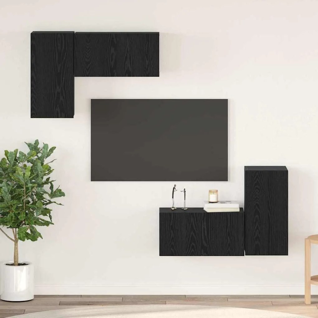 vidaXL ΣΕΤ ΕΠΙΠΛΟΥ ΤΗΛΕΟΡΑΣΗΣ με ράφι 4 pcs Μαύρη Δρυς 60 x 30 x 30 cm