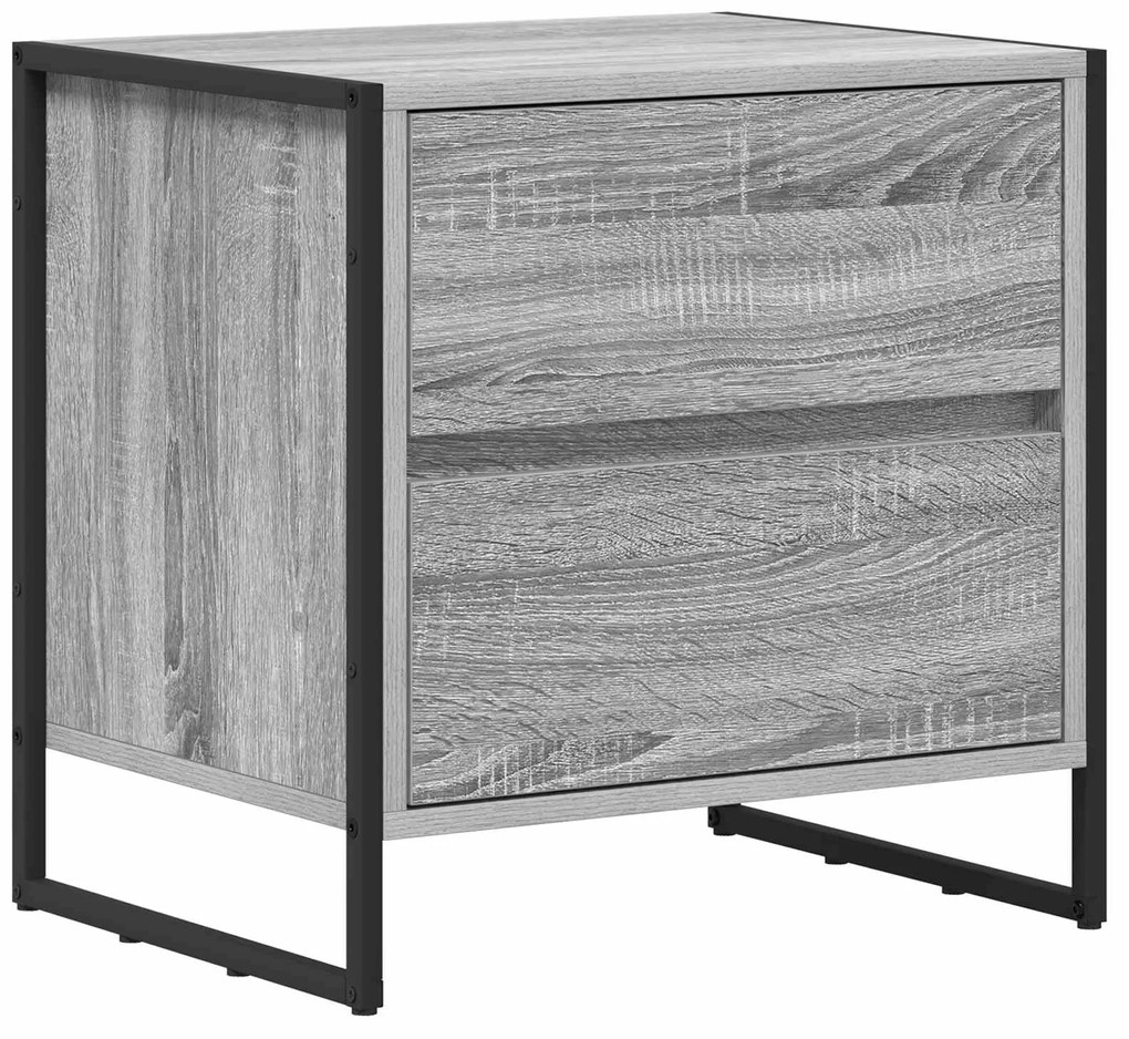 vidaXL Κομοδίνο με συρτάρι 2 pcs Γκρίζο Σονομα 50 x 39.5 x 50 εκ.