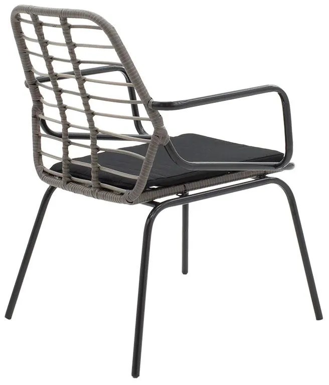 Σετ κήπου Τραπεζαρίας Gaus-Naoki C374 σετ 3τεμ μέταλλο μαύρο pe γκρι