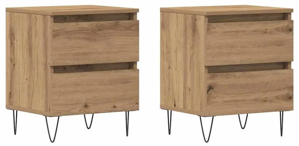 vidaXL Κομοδίνο 2 pcs artisan δρυς 40 x 35 x 50 εκ. Επεξεργασμένο ξύλο