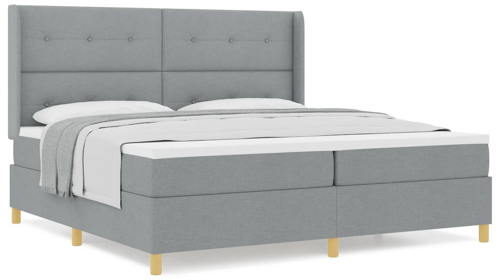 vidaXL Κρεβάτι Box Spring με Στρώμα Ανοιχτό Γκρι 200x200 εκ. Ύφασμα