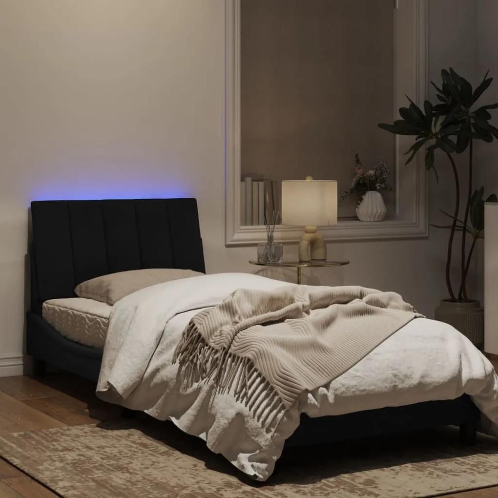 vidaXL Πλαίσιο Κρεβατιού με LED Μαύρο 90x190 εκ. Βελούδινο