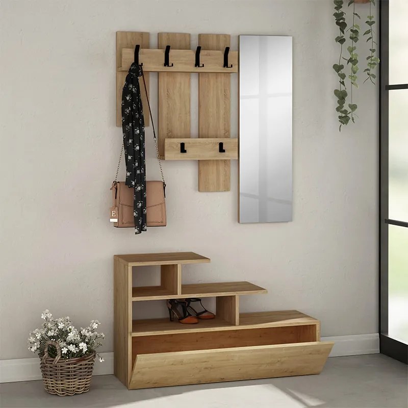 Έπιπλο εισόδου Vesty Megapap χρώμα φυσικό οξιάς 100x30x61εκ.