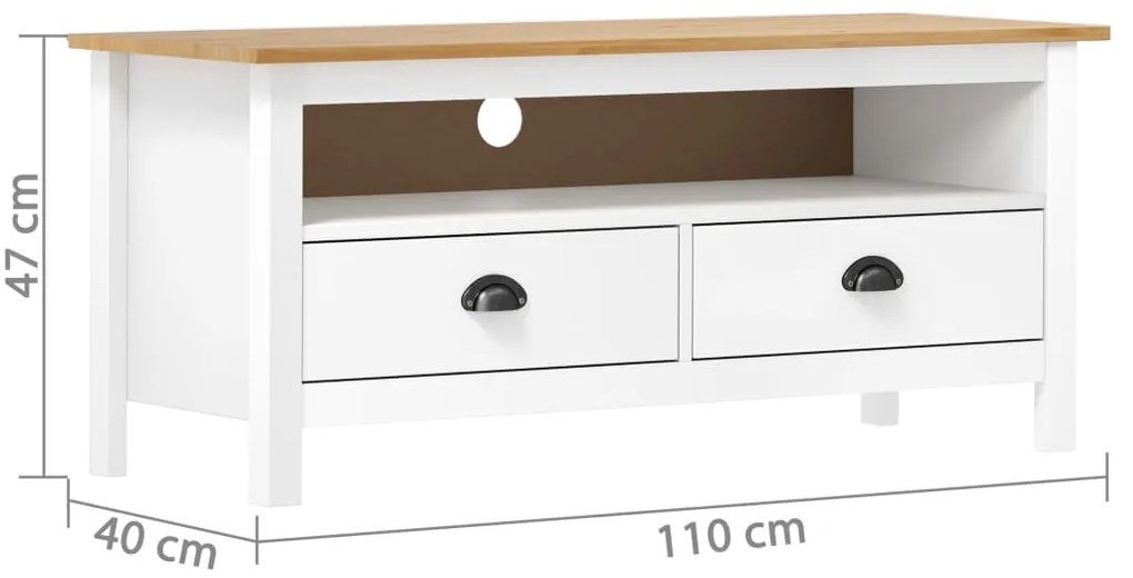 vidaXL Έπιπλο Τηλεόρασης Hill Λευκό 110x40x47 εκ. Ξύλο Πεύκου
