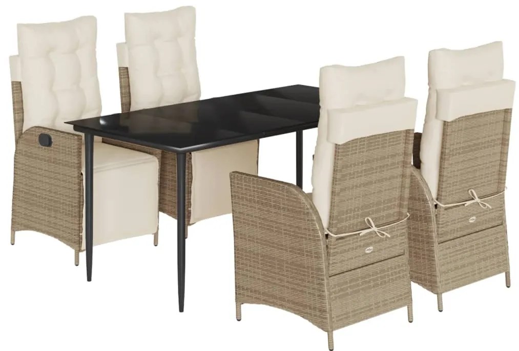 vidaXL Σετ Τραπεζαρίας Κήπου 5 τεμ. Μπεζ Συνθετικό Ρατάν με Μαξιλάρι