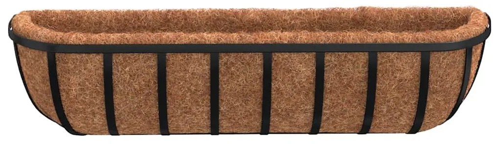 vidaXL Ζαρντινιέρες Τοίχου 2 τεμ. Μαύρες 61 x 19 x 16 εκ. από Ατσάλι