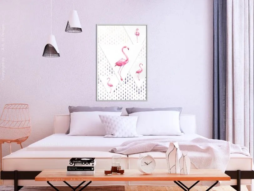 Αφίσα - Flamingos and Triangles - 20x30 - Χρυσό - Χωρίς πασπαρτού