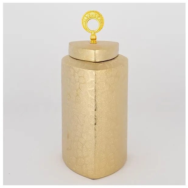 Βάζο Με Καπάκι Κεραμικό Χρυσό 14.5x14.5x32cm 752-20113 Estheti-752-20113-Χρυσό 752-20113