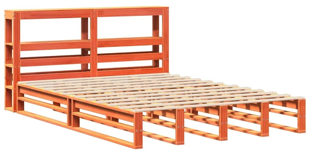 vidaXL Σκελετός Κρεβατιού Χωρίς Στρώμα Καφέ 140x200 Μασίφ Ξύλο Πεύκου