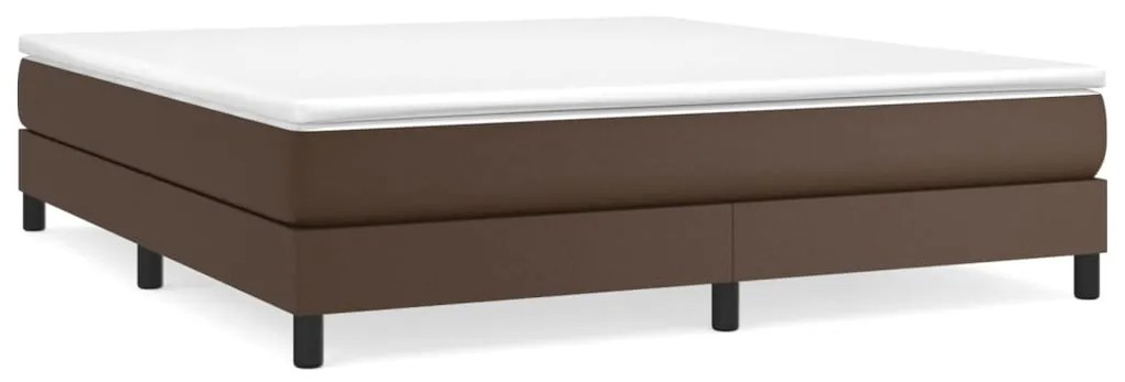 Κρεβάτι Boxspring με Στρώμα Καφέ 180x200 εκ. Συνθετικό Δέρμα - Καφέ