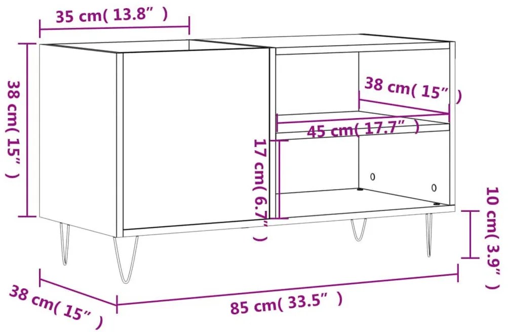 Δισκοθήκη Καπνιστή Δρυς 85 x 38 x 48 εκ. από Επεξεργασμένο Ξύλο - Καφέ