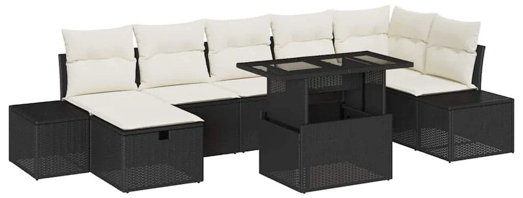 vidaXL Σετ Καναπέ Κήπου Ρυθμιζόμενο ύψος 8 pcs Μαύρο συνθετικό ρατάν