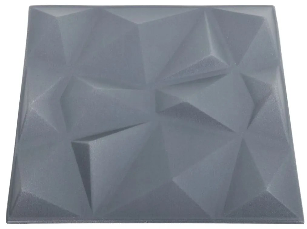 vidaXL Πάνελ Τοίχου 3D 48 τεμ. Γκρι Διαμαντιού 50 x 50 εκ. 12 μ²