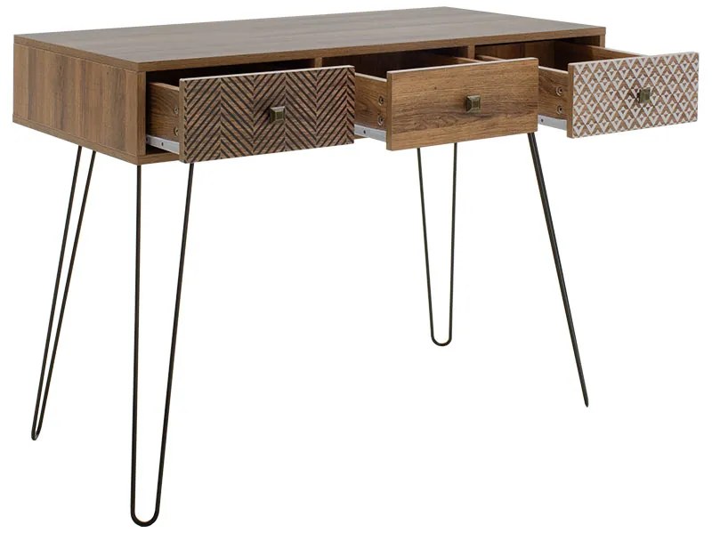 Κονσόλα Boho pakoworld καρυδί με μεταλλικά πόδια 100x50,5x74,5εκ