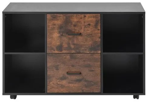 VEVOR 2 Drawer Wooden File Cabinet Mobile Filing Cabinet with Open Shelves Black
