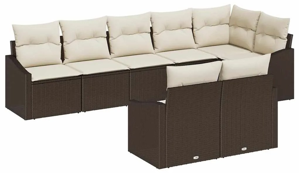 vidaXL Σέτ φαγητού για κήπο με μαξιλάρι 8 pcs Καφέ, Κρέμα