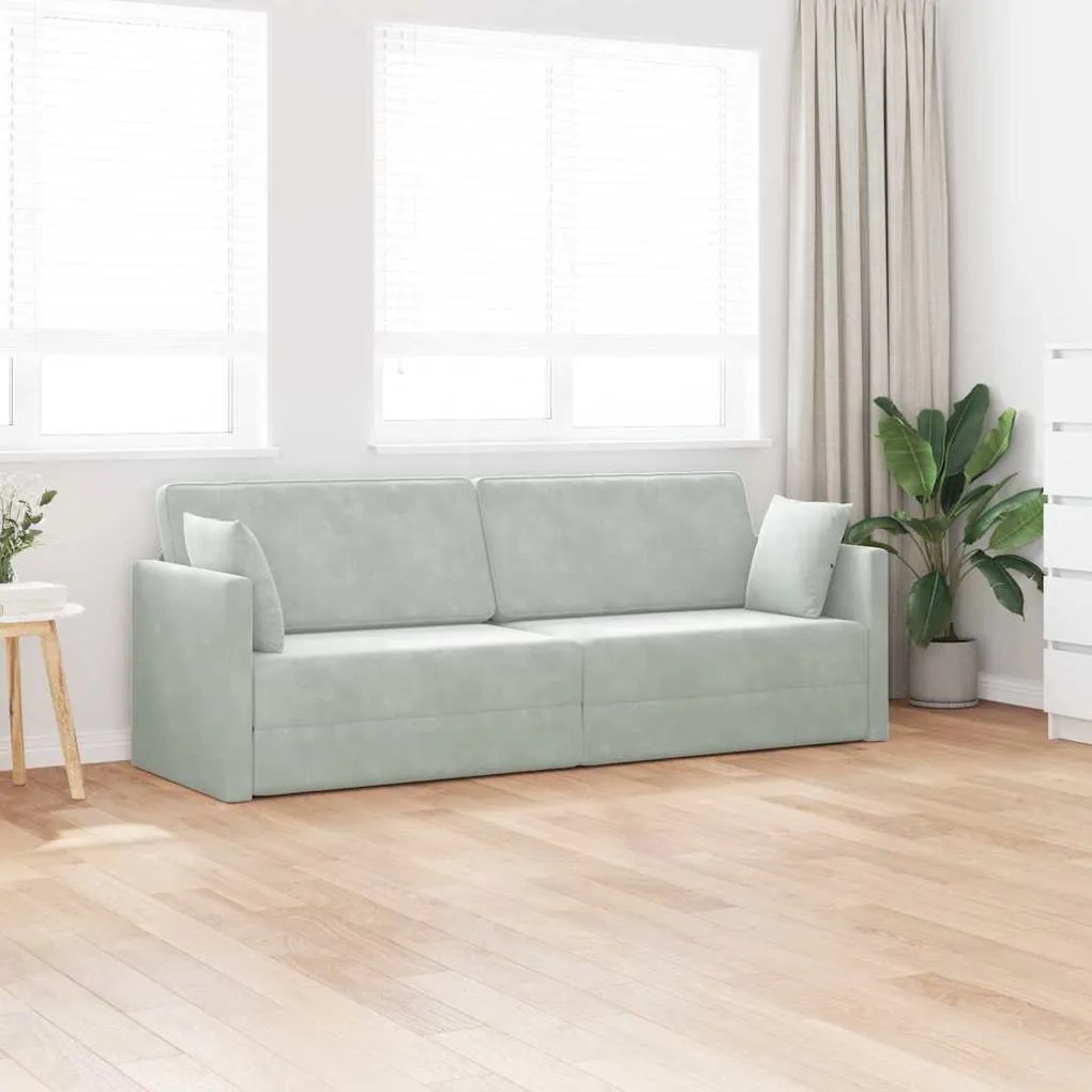 vidaXL Καναπές-κρεβάτι Ανοιχτό γκρι 213 x 76 x 77 εκ Βελούδο