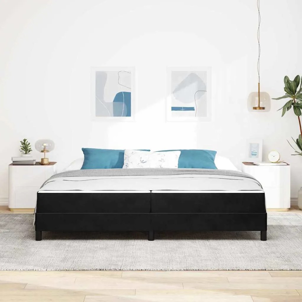 vidaXL Κρεβάτι box spring με στρώμα Μαύρο 200 x 200 cm Βελούδο