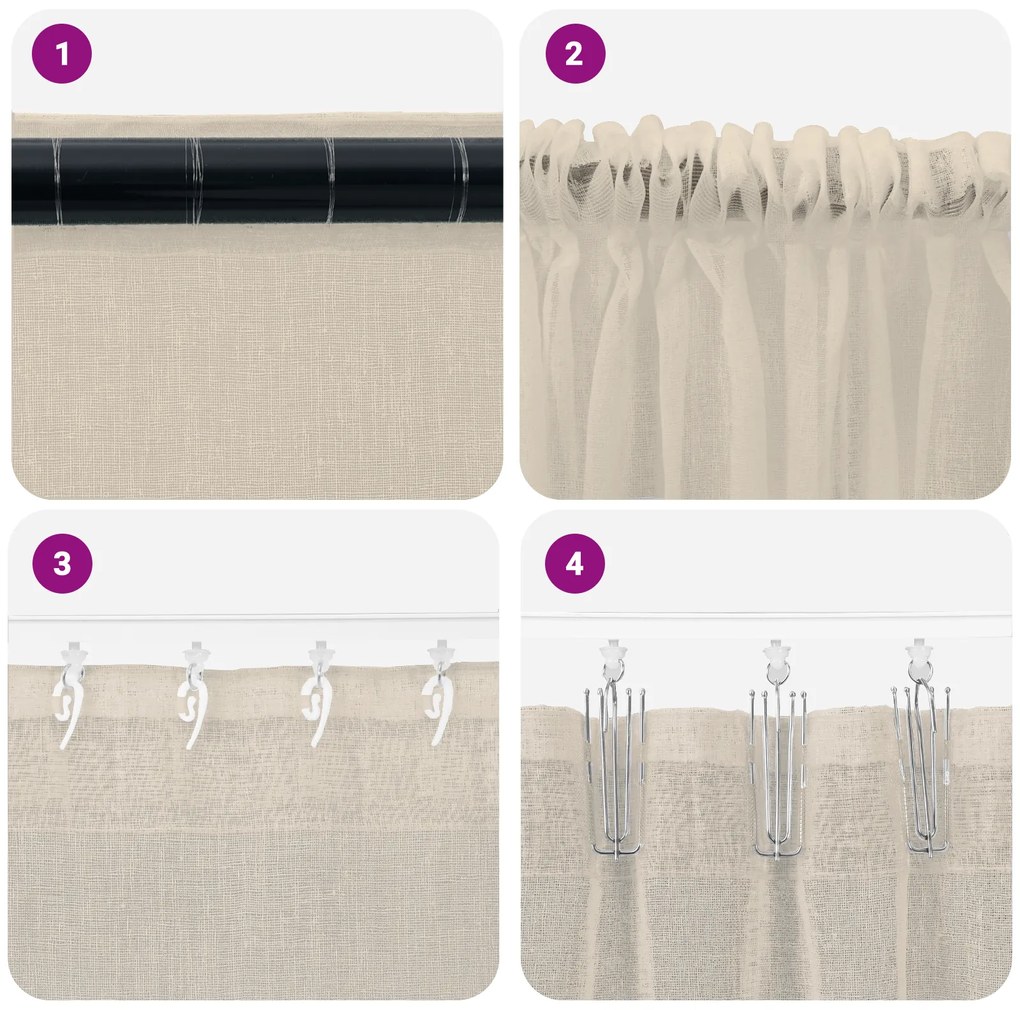 vidaXL Κουρτίνες με κουρτίνες 2 pcs Άμμος 140 x 225 cm Πολυεστέρας
