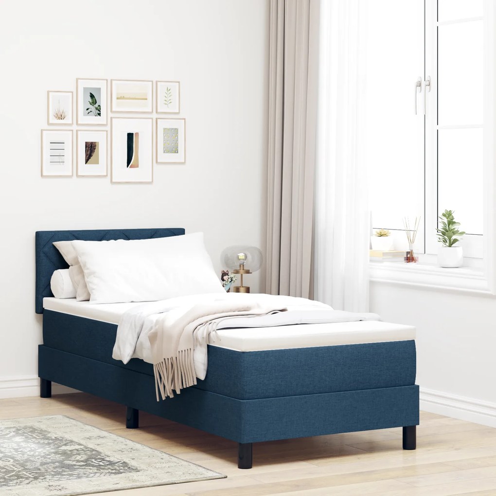 vidaXL Κρεβάτι Box Spring με Στρώμα & LED Μπλε 80x200 εκ. Υφάσματος