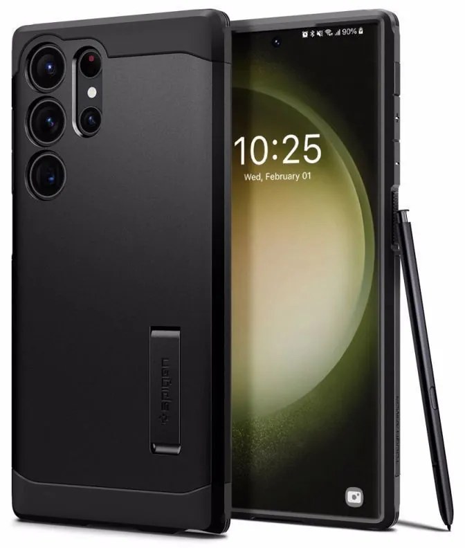 Spigen Tough Armor Back Cover Πλαστικό Ανθεκτική Μαύρο (Galaxy S23 Ultra)