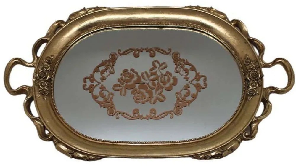 Δίσκος Σερβιρίσματος XL58110216 51x30,5cm Gold Oriana Ferelli® Polyresin
