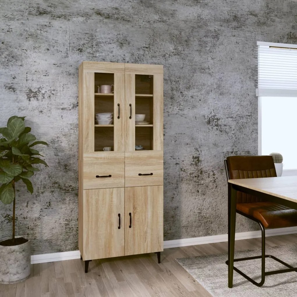 vidaXL Ντουλάπι Sonoma δρυς 69,5 x 34 x 180 εκ. από Επεξεργασμένο Ξύλο