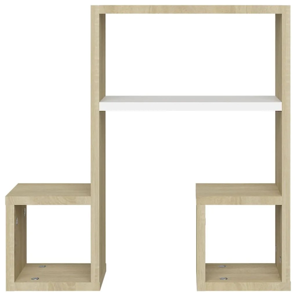 vidaXL Ραφιέρες Τοίχου 2 τεμ Λευκό/Sonoma Δρυς 50x15x50εκ. Μοριοσανίδα