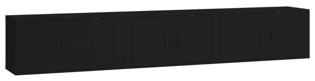 vidaXL Ντουλάπια Τηλεόρασης Επιτοίχια 3 τεμ. Μαύρα 80 x 34,5 x 40 εκ.