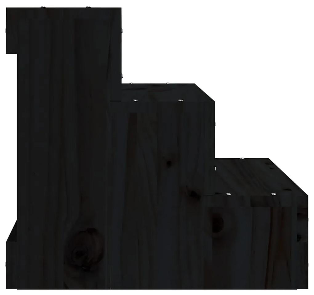Σκάλα Κατοικίδιου Μαύρο 40x37,5x35 εκ. από Μασίφ Ξύλο Πεύκου - Μαύρο