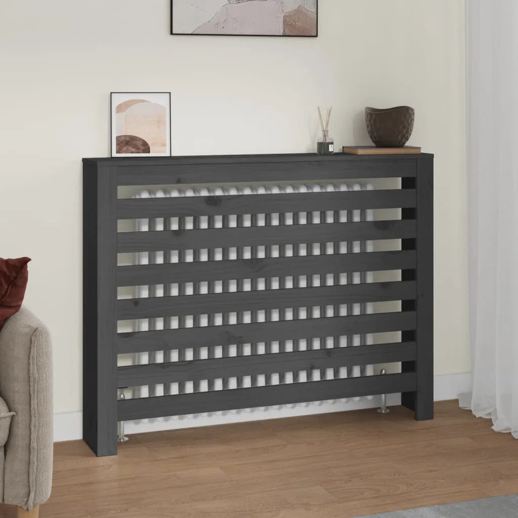 vidaXL Κάλυμμα Καλοριφέρ Γκρι 108,5x19x84 εκ. από Μασίφ Ξύλο Πεύκου